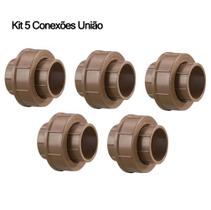 Kit 5 Conexões de Água Fria 3/4 25mm Marrom/Soldável Curva 90/45 Flange,União, Luva Correr