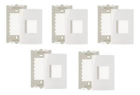 Kit 5 Conj Placa 4x2 2 Postos Horiz Sep Branco com Porte Sleek