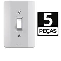 Kit 5 Conjunto 1 Tecla Simples 10A Branco Mec-Tronic Kit 5 Conjunto 1 Tecla Simples 10A Branco Mec-Tronic