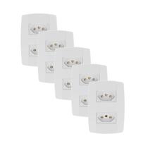Kit 5 Conjunto 2 Tomadas Branca Monobloco 2P+T 20A 250V 4x2 Kit 5 Conjunto 2 Tomadas Branca Monobloco 2P+T 20A 250V 4x2