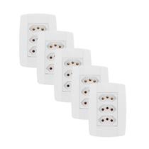 Kit 5 Conjunto 3 Tomadas Branca Monobloco 2P+T 20A 250V 4X2