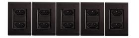 Kit 5 Conjunto 4x2 2 Tomadas 20A 250V Preto Liz - Tramontina