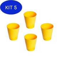 Kit 5 Conjunto De Copos Fresc Vemplast 350Ml 4 Peças Amarelo