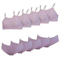 Kit 5 Conjunto Infantil Calcinha e Sutiã Menina Algodão