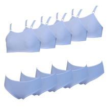 Kit 5 Conjunto Infantil Calcinha e Sutiã Menina Algodão Tamanho:GCor:Branco