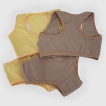 kit 5 conjunto infantil menina moça com top nadador juvenil sem bojo