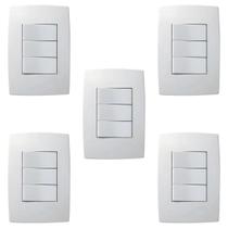 Kit 5 Conjunto Interruptor 3 Teclas Simples Pial Plus