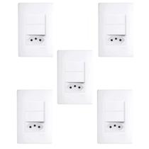 Kit 5 Conjunto Interruptor Duplo + Tomada 10a Habitat 2313