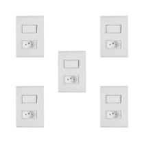Kit 5 Conjunto Interruptor Parelelo Tomada Branco Tramontina Kit 5 Conjunto Interruptor Parelelo Tomada Branco Tramontina