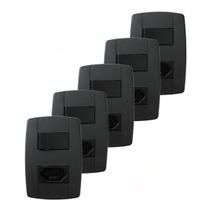 Kit 5 Conjunto Interruptor Simples + Tomada 10A 250V Preta