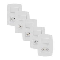 Kit 5 Conjunto Interruptor Simples + Tomada 20A 4X2 Branca Kit 5 Conjunto Interruptor Simples + Tomada 20A 4X2 Branca