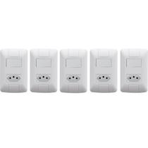 kit 5 conjunto interruptor Simples + tomada 20A tramontina