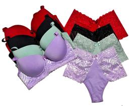 Kit 5 Conjunto Lingerie Plus Size Microfibra com Renda Até o 54 Atacado de Fábrica calcinha hotpant e sutiã com bojo Alças reforçadas Kit 5 Conjunto Lingerie Plus Size Microfibra com Renda Até o 54 Atacado de Fábrica calcinha hotpant e sutiã com bojo Alças reforçadas