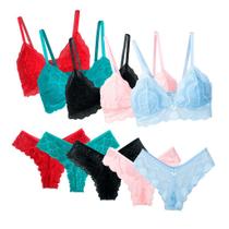 Kit 5 Conjunto Lingerie Rendado Atacado Luxo