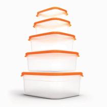 Kit 5 Conjunto Pote Hermético Porta Temperos Helsim/Laranja