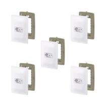 Kit 5 Conjunto Tomada 10A 250V Branco Horizontal Zeffia Pial