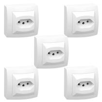 Kit 5 Conjunto Tomada 2p+t 10a 250v Sistema X Branco Pial