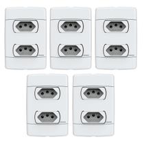 Kit 5 Conjunto Tomada Dupla 10a ou 20a 4x2 Branco Neo Sottile - Enerbras