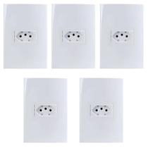 Kit 5 Conjunto Tomada Horizontal 10a 250v Branco Sleek Margirius