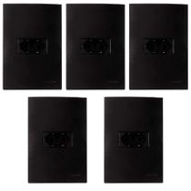 Kit 5 Conjunto Tomada Horizontal 10a 250v Preto Clean - Margirius Kit 5 Conjunto Tomada Horizontal 10a 250v Preto Clean - Margirius