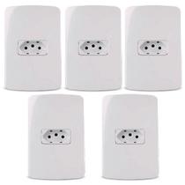 Kit 5 Conjunto Tomada Horizontal 10a Branco B3 - Margirius