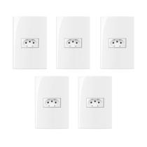 Kit 5 conjunto tomada horizontal 4x2 10a 2p+t 250v com placa margirus sleek branco Kit 5 conjunto tomada horizontal 4x2 10a 2p+t 250v com placa margirus sleek branco