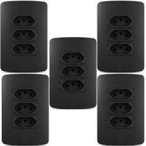 KIT 5 CONJUNTO TOMADA TRIPLA 20a MARGIRIUS LINHA B3 PRETO KIT 5 CONJUNTO TOMADA TRIPLA 20a MARGIRIUS LINHA B3 PRETO