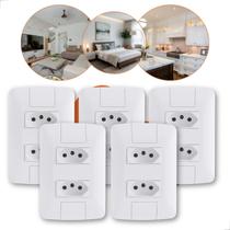 Kit 5 Conjunto Tomadas Duplas 20a Tramontina completa linha Aria