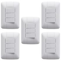 Kit 5 conjuntor interruptor paralelo 3 teclas 6a 250v tramontina aria branco com placa