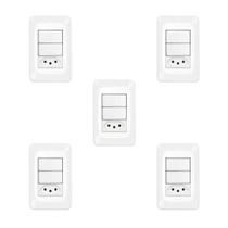Kit 5 Conjuntos 1 Interruptor Simples + Tomada 10A Pial Pop