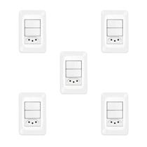 Kit 5 Conjuntos 1 Interruptor Simples + Tomada 10A Pial Pop Kit 5 Conjuntos 1 Interruptor Simples + Tomada 10A Pial Pop