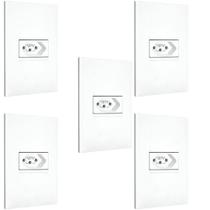 Kit 5 Conjuntos 1 Tomada 10A 4X2 Branca Pial Plus+ 615080Bc+