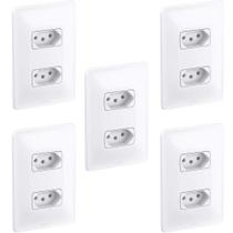 Kit 5 Conjuntos 2 Tomadas 10A 4x2 Branca Pial Zeffia 680111