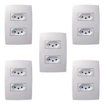Kit 5 Conjuntos 2 Tomadas 10A 4x2 Pial Plus 615075BC