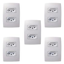 Kit 5 Conjuntos 2 Tomadas 10A 4X2 Pial Plus 615075Bc