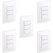 Kit 5 Conjuntos 3 Interruptores Simples 4X2 Pial Zeffia