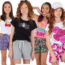 Kit 5 Conjuntos de Verão Juvenil Menina Short e Blusa 10 ao 16 anos