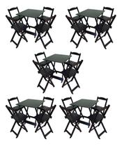 KIT 5 Conjuntos Dobráveis 5 mesas 70x70 Com 20 Cadeiras PRETO kit bar restaurante KIT 5 Conjuntos Dobráveis 5 mesas 70x70 Com 20 Cadeiras PRETO kit bar restaurante