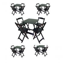 Kit 5 Conjuntos Dobráveis 70x70 Preto 5 Mesas 20 Cadeiras Preto