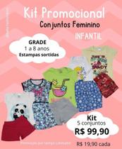 Kit 5 conjuntos feminino por 99,90