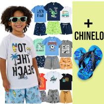 Kit 5 Conjuntos Infantil Juvenil Menino + Chinelo 1 a 8