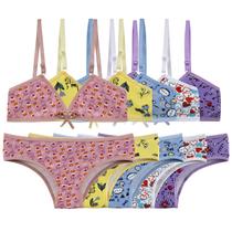 Kit 5 Conjuntos Infantil Lingerie Calcinha e Sutian sem Bojo Menina Moca Conforto Cotton Algodão Kit 5 Conjuntos Infantil Lingerie Calcinha e Sutian sem Bojo Menina Moca Conforto Cotton Algodão