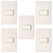 Kit 5 Conjuntos Interruptor Simples 4x2 Branco Pial Plus+