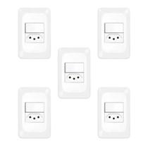 Kit 5 Conjuntos Interruptor Simples + Tomada 20A Pial Pop
