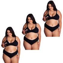 Kit 5 Conjuntos Sutiã e Calcinha Cotton Amamentação Plus Size Gestante PósParto Tamanho Grande