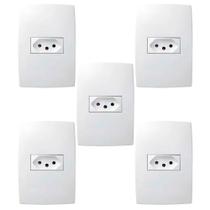 Kit 5 Conjuntos Tomada 10A 4x2 Branca Pial Plus 615080BC Kit 5 Conjuntos Tomada 10A 4x2 Branca Pial Plus 615080BC