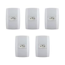 Kit 5 Conjuntos Tomada 2P + T 10A 250v 4x2 Branco Sllim - Ilumi Kit 5 Conjuntos Tomada 2P + T 10A 250v 4x2 Branco Sllim - Ilumi