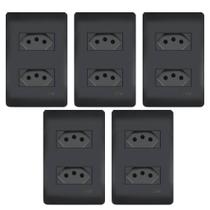 Kit 5 Conjuntos Tomadas Duplas 10a Fame Habitat Black Kit 5 Conjuntos Tomadas Duplas 10a Fame Habitat Black