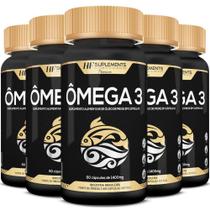 Kit 5 Controla Niveis De Colesterol Ruim Omega 3 Puro 60Caps