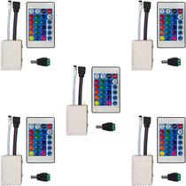 Kit 5 controlador e controle remoto para fita de led rgb 5050 12v galaxy